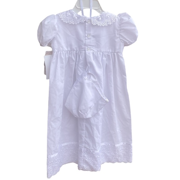 Baby Little Things Mean A Lot Christening Gown & Bonnet Set Sz 6 Months - Picture 7 of 14
